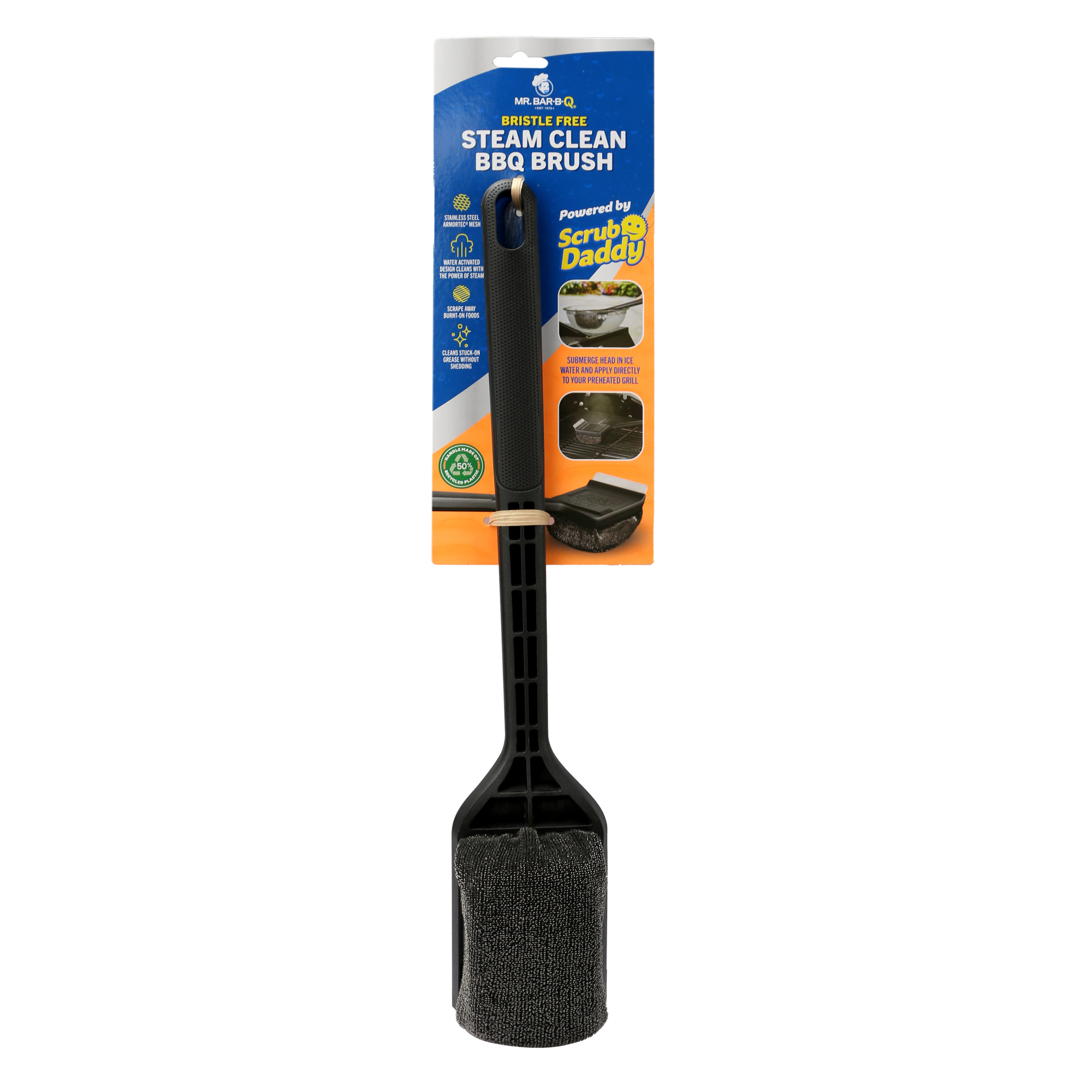Mr. Bar-B-Q Scrub Daddy Steam Clean BBQ Brush — Stainless Steel ArmorTec Mesh, Bristle-Free, Heavy-Duty Scraper, Model# 60400SDZ